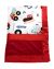Soft Construction-Themed Baby Blanket with Trucks & Tractors, Featuring Red Minky Fabric & Satin Trim – Perfect for Gifting & Customization.