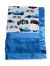 Race Car Baby Blanket with Checkered Flags, Plush Blue Luxe Minky & Silky Satin Trim – Soft, Cozy & Customizable Baby Gift by My Blanke.