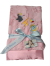 Soft pink luxe Bella baby blanket with embroidered party animal design, featuring a lion, giraffe, and elephant, perfect for newborns and gifting.