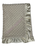 Ivory minky dot ruffle blanket with light pink Times New Roman embroidery – My Blankee