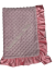 Light pink minky dot blanket with white Times New Roman embroidery and satin ruffle – My Blankee