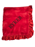 Red Personalized Luxe Bella Ruffle Satin Baby Blanket with custom name embroidery, ultra-soft minky fabric, and elegant satin ruffle trim