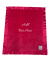 Personalized Minky Dot baby blanket in deep red with a satin border, ultra-soft plush fabric, and centered embroidery option for custom text or name.