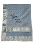 Personalized Minky Dot Luxe Baby Blanket in light blue with a satin border, embroidered initials "MJ" in navy script.