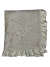 Ivory Luxe Bella baby blanket with ultra-soft plush fabric, elegant ruffle satin trim, and personalized embroidery name "Nell."