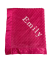 Raspberry minky dot blanket with Times New Roman white embroidery – My Blankee