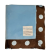 "Minky Blue Retro Dot Baby Blanket featuring a soft solid blue front and a brown satin backing with large blue polka dots. Plush and cozy with a silky satin trim. Luxury receiving blanket by My Blankeé, perfect for newborns and gifts.