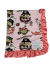 Pirate Pink Minky baby receiving blanket with ultra-soft plush fabric & coral satin ruffle trim – cozy, cute, and perfect for snuggles.