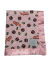 Pink ocean-themed Minky blanket with cute sharks, anchors, and sea creatures, featuring a silky pink satin trim, soft and perfect for snuggling.