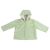 Lightweight sage green baby jacket with a soft sueded fuzzy finish and hood. Breathable, cozy, and perfect for transitional weather.

