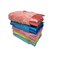 Personalized Summer Luxe Bella Baby Receiving Blanket with Satin Border, lightweight 30x45 newborn blanket handmade in Los Angeles